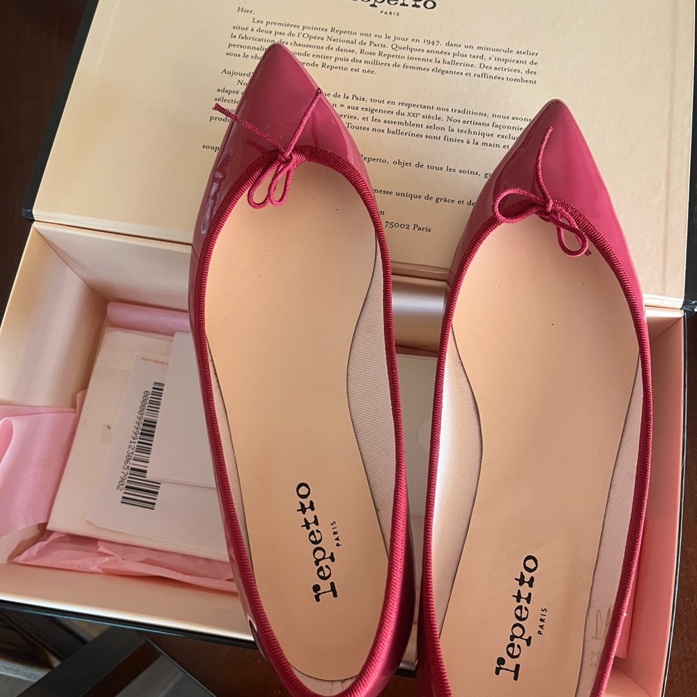 Repetto Pink Ballet Flats with Bow Detail